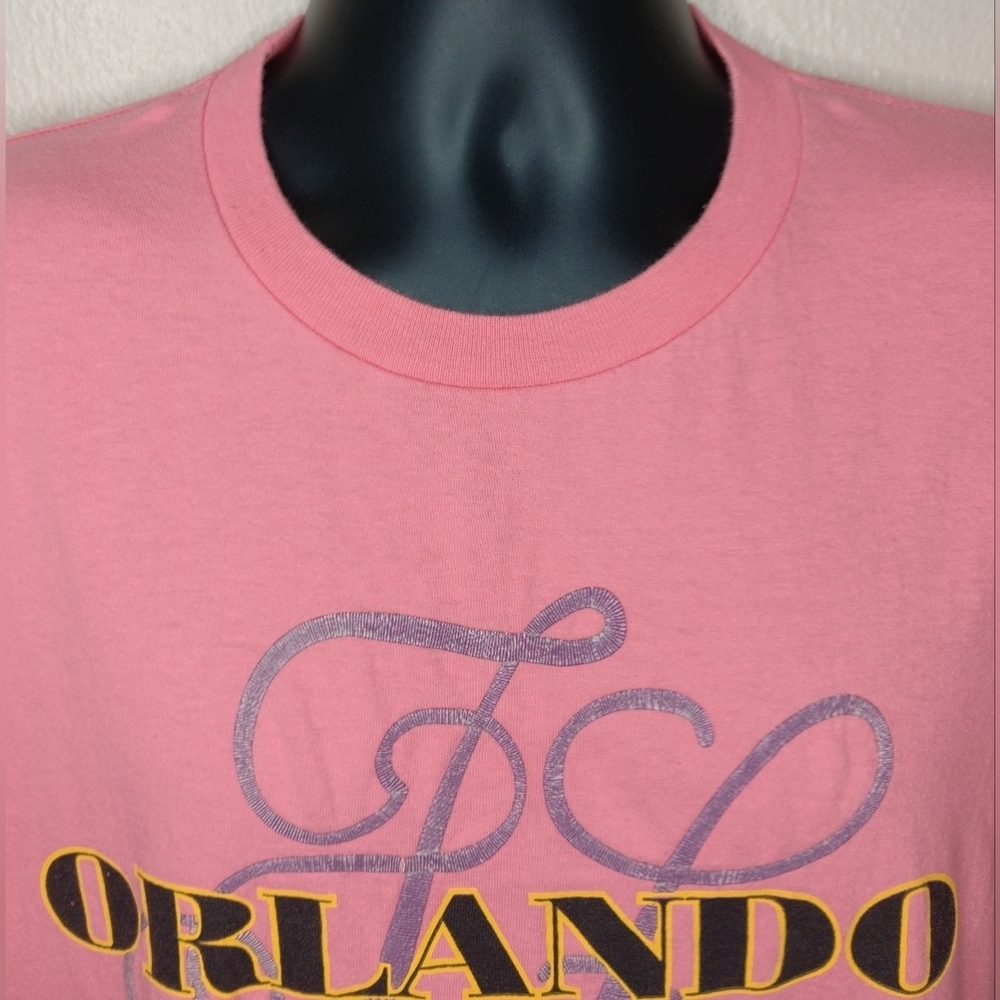 VTG 90s Orlando Adult Large T-shirt Salmon Pink Resort Vacation Tee Murina USA - Picture 2 of 7